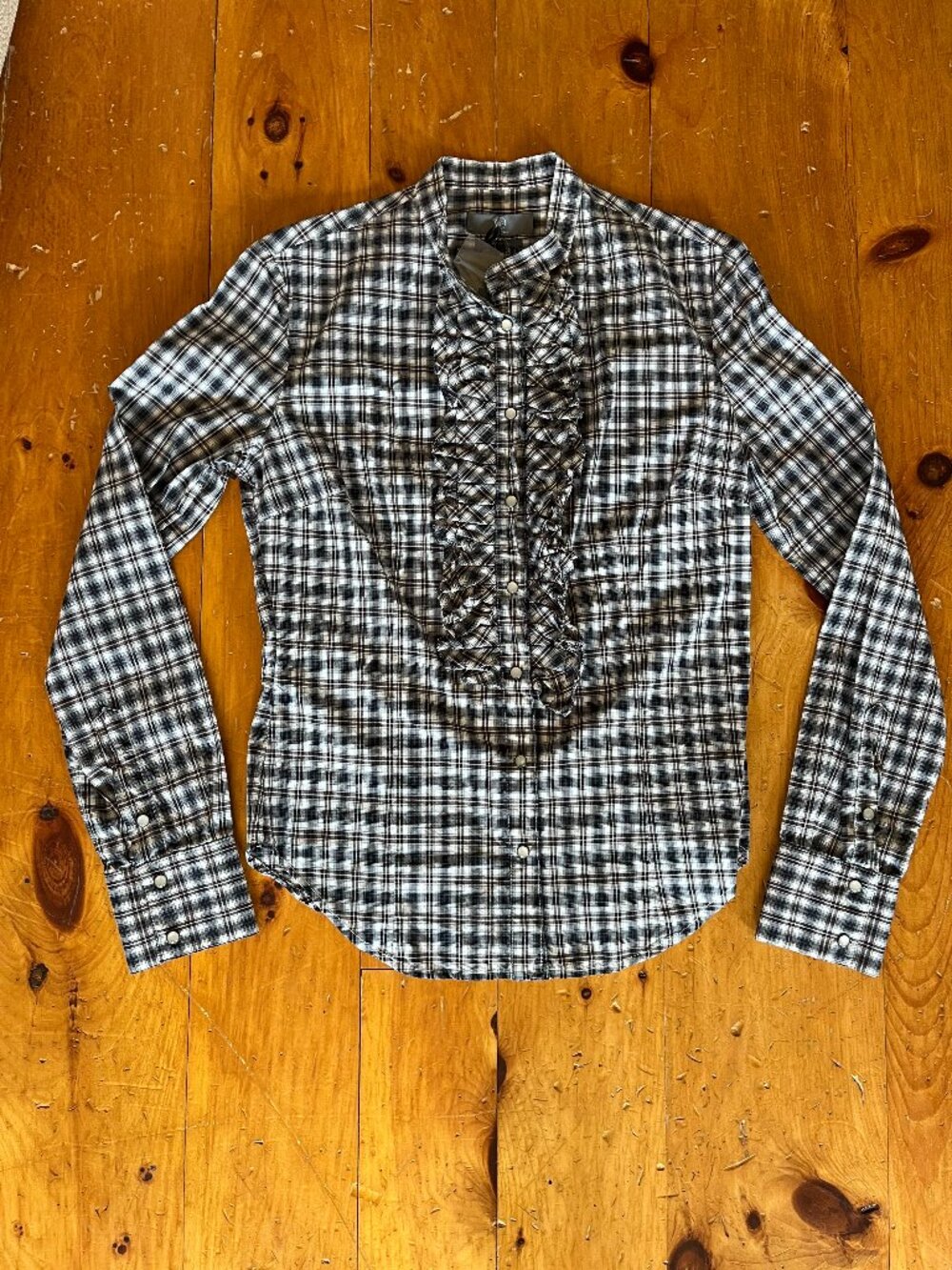Alexander McQueen MCQ— Plaid Ruffle Blouse